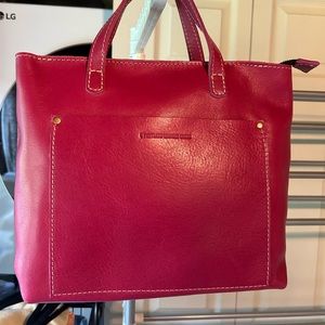 Brand new! Portland Leather medium zip Crossbody tote. Hibiscus. Brand new!
